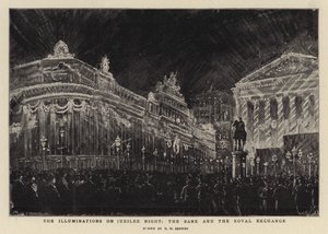 Le illuminazioni nella notte del Giubileo, la Banca e la Borsa Reale da Henry William Brewer